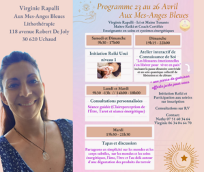 Un Maître Rieki, Coach certifiée, Enseignante en soins et systèmes énergétiques aux Mes-Anges Bleues !